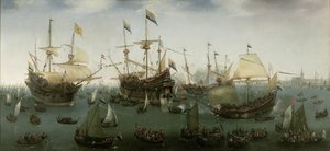 Die Rückkehr nach Amsterdam der zweiten Expedition nach Ostindien, 19. Juli 1599 von Hendrick Cornelisz. Vroom