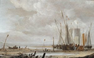 Strandszene mit Fischerbooten