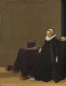 Porträt einer Frau mit einem Hund, ca. 1635