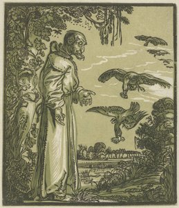 Paulus der Einsiedler (Elia?) von Raben gefüttert von Hendrick Goltzius (attributed to)