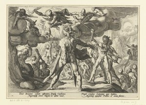 Angriff der Giganten auf die Götterwelt von Hendrick Goltzius (workshop of)