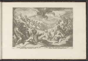 Jupiter ruft die olympischen Götter zusammen von Hendrick Goltzius (workshop of)