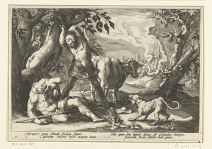 Merkur tötet Argus von Hendrick Goltzius (workshop of)