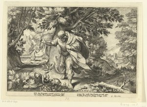 Teiresias schlägt zwei paarende Schlangen von Hendrick Goltzius (workshop of)