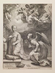 Verkündigung, aus der Serie „Das Leben der Jungfrau“ von Hendrick Goltzius