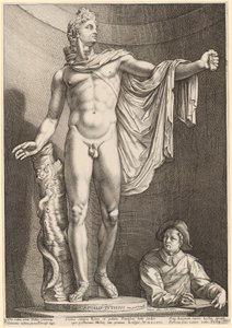 Apollo Belvedere, Blatt 3 aus „Drei antike Statuen aus Rom“ von Hendrick Goltzius