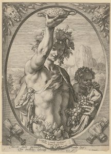 Bacchus, Blatt 1 der Folge "Bacchus, Venus und Ceres" von Hendrick Goltzius
