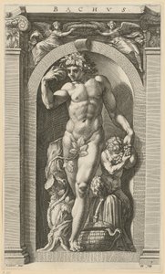 Bacchus, Blatt 7 der Folge "Acht antike Gottheiten" von Hendrick Goltzius