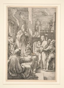 Christus vor Kaiphas, aus Die Passion, Nr. 4 in einer Serie von 12 Gravuren