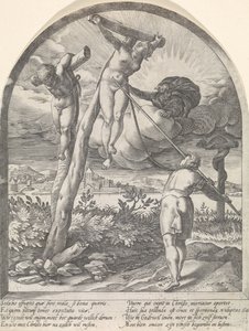 Der Mensch muss seine Begierden töten (Serie: De geestelijke jachten) von Hendrick Goltzius