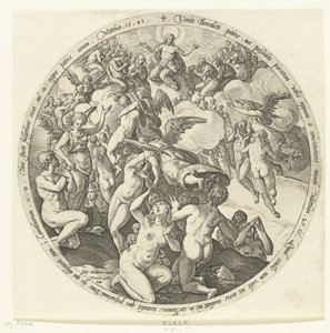 Die Gesegneten werden im Himmel empfangen (Das Jüngste Gericht) von Hendrick Goltzius