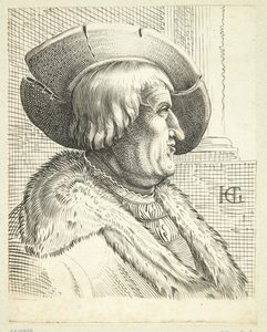 Fantasieporträt eines alten Mannes mit Hut im Profil von Hendrick Goltzius