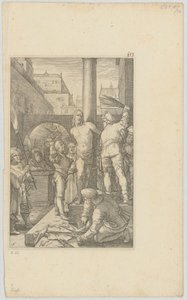 Geißelung Christi, Blatt 6 der Folge "Die Passion" von Hendrick Goltzius