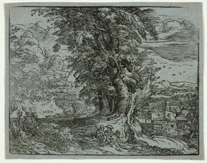 Landschaft mit einem Hirtenpaar, aus Vier kleine Landschaften