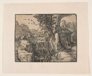 Landschaft mit Wasserfall