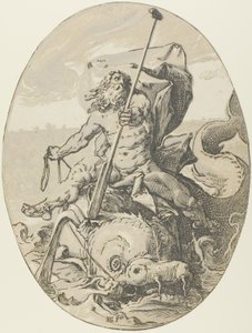 Oceanus, Platte zwei aus Demogorgon und die Gottheiten von Hendrick Goltzius