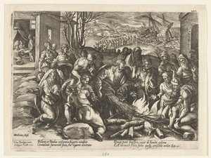 Paulus wird von einer Schlange in die Hand gebissen von Hendrick Goltzius