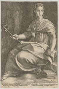 Polyhymnia, Blatt 8 der Folge „Neun Musen“ von Hendrick Goltzius