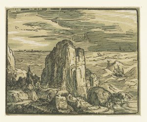 Felsen an einer Küste (Vier kleine Landschaften) von Hendrick Goltzius
