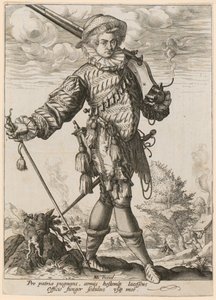 Stehender Landsknecht mit Muskete und Pike von Hendrick Goltzius
