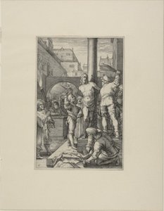 Die Geißelung, Platte sechs aus Die Passion Christi von Hendrick Goltzius