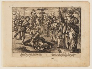 Das Martyrium des Heiligen Thomas, aus Das Martyrium Christi und der Apostel von Hendrick Goltzius