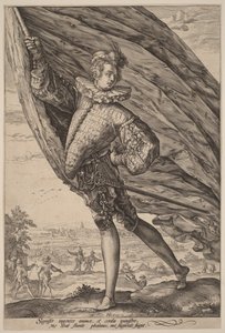 Der Standartenträger, nach links gewandt von Hendrick Goltzius