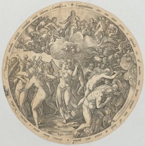 Trennung der Gerechten von den Ungerechten, Blatt 2 der Folge "Die vier letzten Dinge" von Hendrick Goltzius