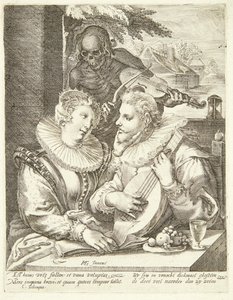Junges Paar vom Tod besucht von Hendrick Goltzius