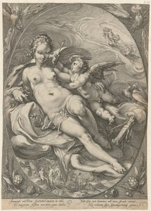 Venus und Cupido, Blatt 2 der Folge "Drei Göttinnen" von Hendrick Goltzius