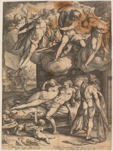 Vulkan überrascht Mars und Venus von Hendrick Goltzius