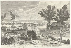 Juli, mit Bauern in einer Landschaft