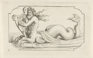 Triton spielt auf einer Harfe