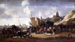 Szene an der Küste bei Scheveningen