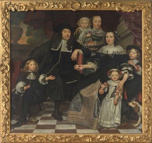 Eine Familie auf der Terrasse eines Landhauses von Hendrick ten Oever