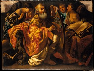 König David spielt die Harfe von Hendrick ter Brugghen