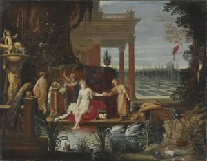 Bathseba im Bad erhält den Brief von König David, ca. 1600
