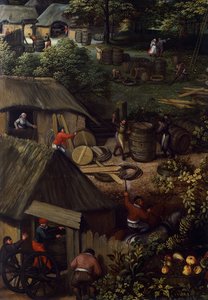 Herbsternte Landschaft, von Lucas van Valkenborch, Detail