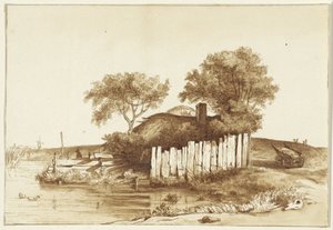 Häuschen mit eingezäuntem Hof am Wasser