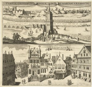 Ansicht der Kronenburg und des alten Rathauses von Antwerpen