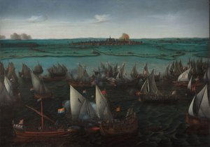 Schlacht zwischen holländischen und spanischen Schiffen auf dem Haarlemmermeer