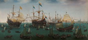 Die Rückkehr der zweiten Expedition nach Ostindien nach Amsterdam, 19. Juli 1599 von Hendrick Cornelisz. Vroom