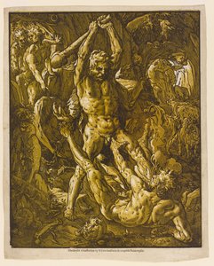 Herkules und Cacus, 1588 (Helldunkel-Holzschnitt auf Büttenpapier) von Hendrik Goltzius