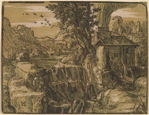 Landschaft mit Wasserfall