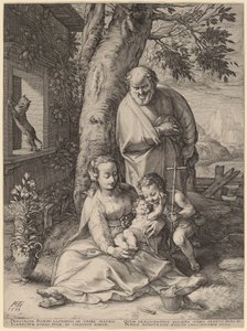 Die Heilige Familie mit dem kleinen Johannes dem Täufer von Hendrik Goltzius
