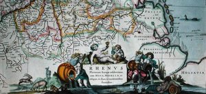 Kartusche einer Karte des Verlaufs des Rheins, aus 