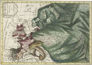 Karte von Europa, eingefärbt als Königin Europa nach der neuesten Einteilung von Hendrik Kloekhoff
