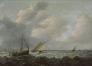 Fischerboote in stürmischer See von Hendrik Martensz Sorgh