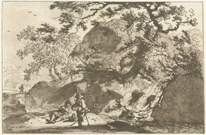 Landschaft mit einem Fischer und einem ruhenden Mann (Zwölf Entwürfe für das Landschaftszeichnen) von Hendrik Meijer