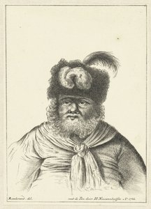 Sitzender Mann mit Pelzmütze